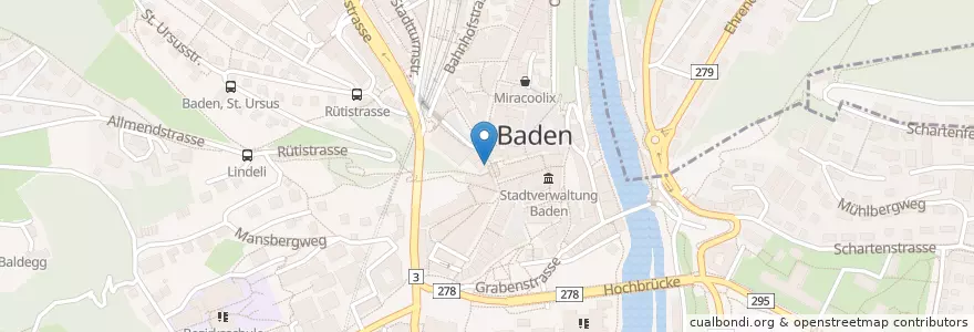 Mapa de ubicacion de Time en 瑞士, Aargau, Bezirk Baden, Baden.