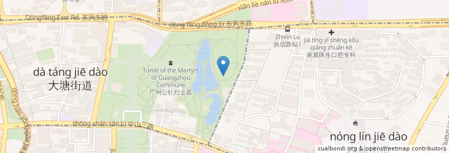 Mapa de ubicacion de 中朝人民血谊亭 en China, Cantão, Cantão, 越秀区.