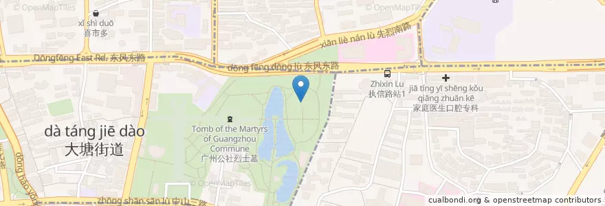 Mapa de ubicacion de 中苏人民血谊亭 en China, Guangdong, Guangzhou City, Yuexiu District.
