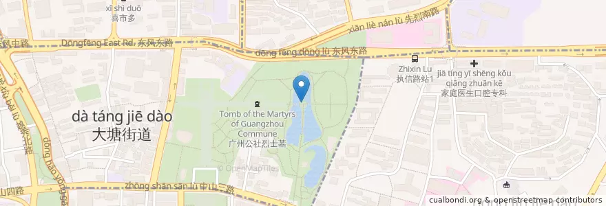 Mapa de ubicacion de 血祭轩辕亭 en China, Cantão, Cantão, 越秀区.