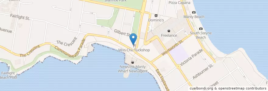 Mapa de ubicacion de Miss Chu Tuckshop en Austrália, Nova Gales Do Sul, Sydney, Northern Beaches Council.
