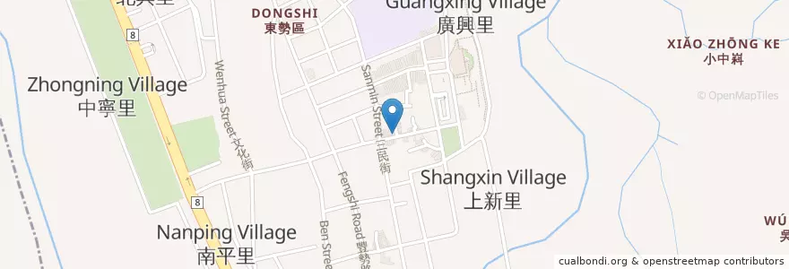 Mapa de ubicacion de 新上愛美語 en Taiwan, Taichung, 東勢區.