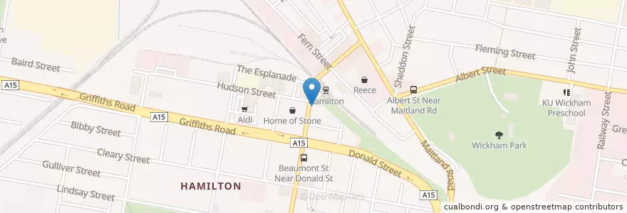 Mapa de ubicacion de Roladoor Cafe en Avustralya, New South Wales, Newcastle City Council, Newcastle-Maitland.