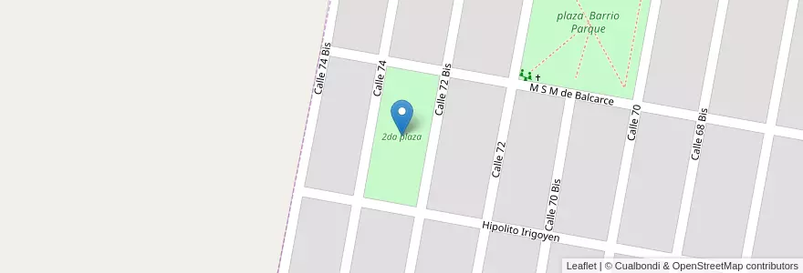 Mapa de ubicacion de 2da plaza en Argentinien, Santa Fe, Departamento San Justo, Municipio De San Justo, San Justo.
