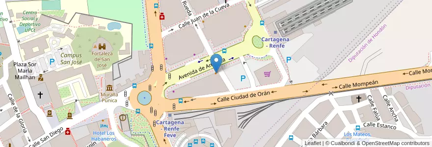 Mapa de ubicacion de 3 Estaciones en إسبانيا, منطقة مرسية, منطقة مرسية, Campo De Cartagena Y Mar Menor, Cartagena.