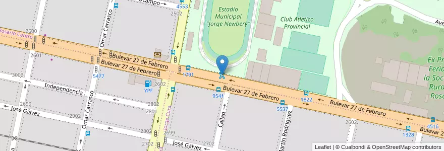 Mapa de ubicacion de 30 - Estadio Municipal en アルゼンチン, サンタフェ州, Departamento Rosario, Municipio De Rosario, ロサリオ.