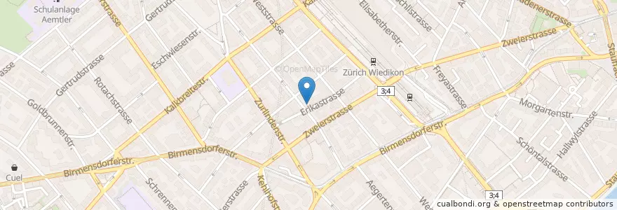 Mapa de ubicacion de Quartiertreff Zentralstrasse en Schweiz/Suisse/Svizzera/Svizra, Zürich, Bezirk Zürich, Zürich.