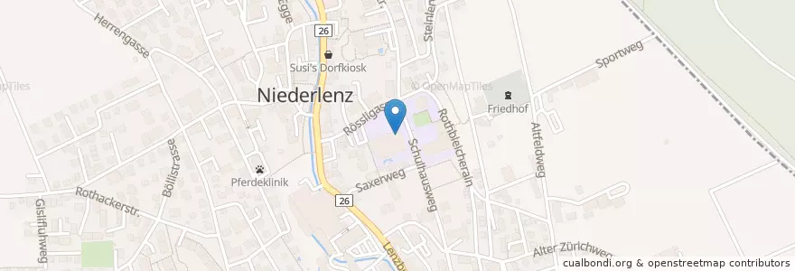 Mapa de ubicacion de Gemeindebibliothek Niederlenz en سوئیس, Aargau, Bezirk Lenzburg, Lenzburg, Niederlenz.