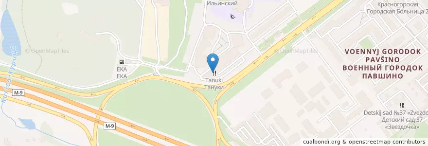 Mapa de ubicacion de Тануки en Russie, District Fédéral Central, Oblast De Moscou, Городской Округ Красногорск.