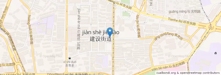 Mapa de ubicacion de 中国建设银行 en 중국, 광둥성, 광저우시, 越秀区, 华乐街道.