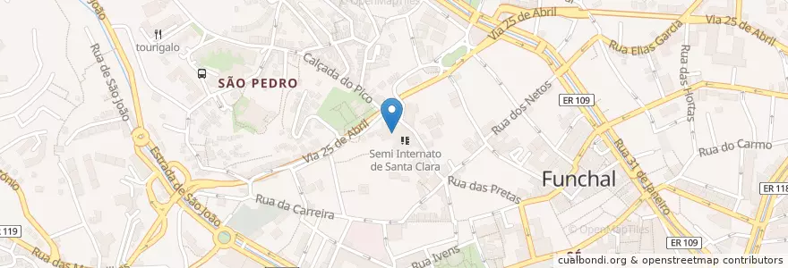 Mapa de ubicacion de Kerk en klooster van Santa Clara en Portugal, Funchal (São Pedro).