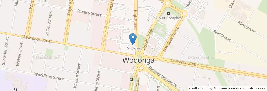Mapa de ubicacion de Noodle Bar en Australie, Victoria, City Of Wodonga.