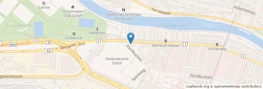 Mapa de ubicacion de Avia Hardturmstrasse en Suíça, Zurique, Bezirk Zürich, Zürich.