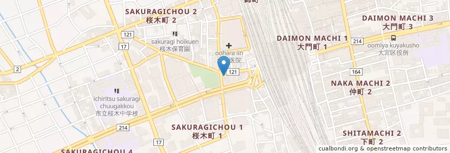 Mapa de ubicacion de スターバックス en Japão, 埼玉県, さいたま市, 大宮区.