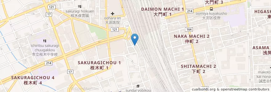 Mapa de ubicacion de 力の蔵 en 日本, 埼玉县, 埼玉市, 大宮区.