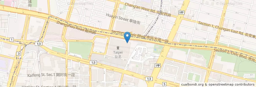 Mapa de ubicacion de 麥當勞 en 타이완, 신베이 시, 타이베이시, 중정 구.