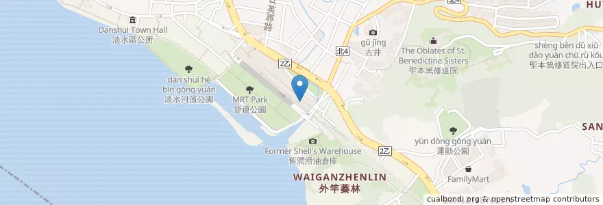 Mapa de ubicacion de 嚐鱻壽司 en Taiwán, Nuevo Taipéi, 淡水區.