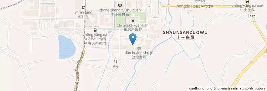 Mapa de ubicacion de 中央大學郵局 en Taiwan, 桃園市.