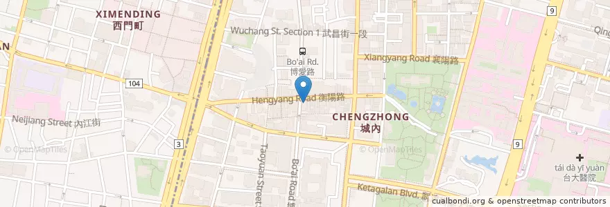 Mapa de ubicacion de 彰化商業銀行 en 臺灣, 新北市, 臺北市, 中正區.