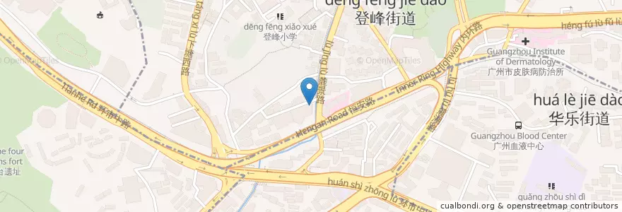 Mapa de ubicacion de 中国建设银行广州登峰支行 en China, Guangdong, 广州市, 越秀区, 登峰街道.