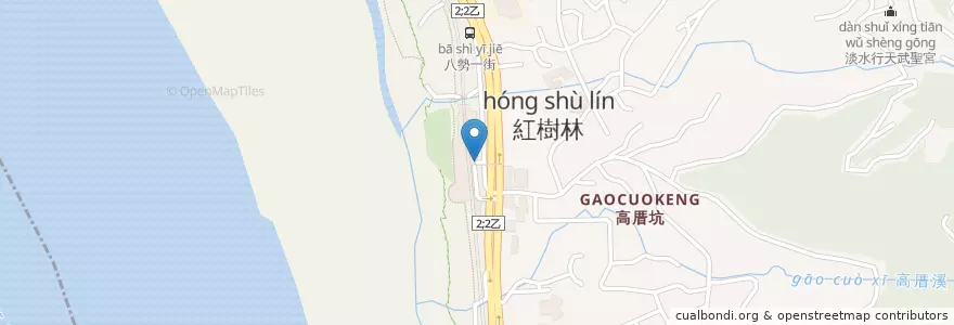 Mapa de ubicacion de 捷運紅樹林站轉乘停車場入口 en 타이완, 신베이 시, 단수이 구.