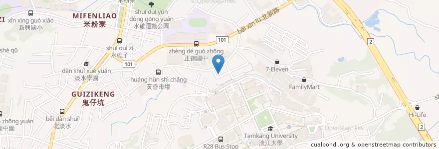 Mapa de ubicacion de 文化大學牛肉拌麵 en Taiwan, 新北市, 淡水區.