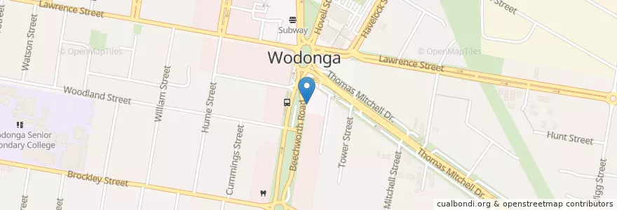 Mapa de ubicacion de Nicks Takeaway en 오스트레일리아, Victoria, City Of Wodonga.