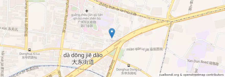 Mapa de ubicacion de 中山二路小学 en China, Guangdong, 广州市, 越秀区, 大东街道.