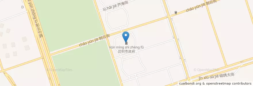 Mapa de ubicacion de 昆明市政府 en چین, یون‌نان, کون‌مینگ, 呈贡区, 洛龙街道.