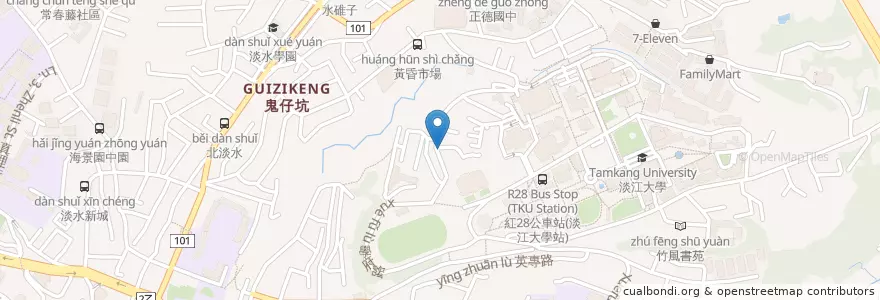 Mapa de ubicacion de 八兩特大雞排 en 臺灣, 新北市, 淡水區.