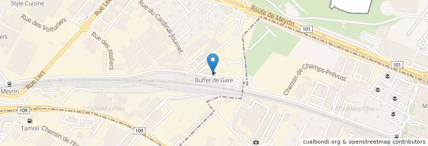 Mapa de ubicacion de Buffet de Gare en Schweiz/Suisse/Svizzera/Svizra, Genève, Genève.