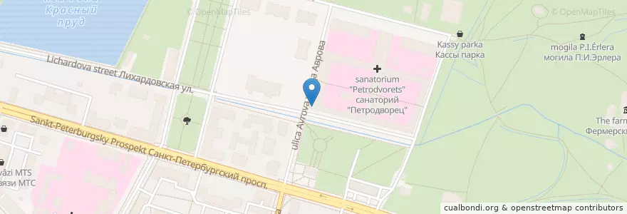 Mapa de ubicacion de Klassik en Russie, District Fédéral Du Nord-Ouest, Oblast De Léningrad, Saint-Pétersbourg, Петродворцовый Район, Peterhof.