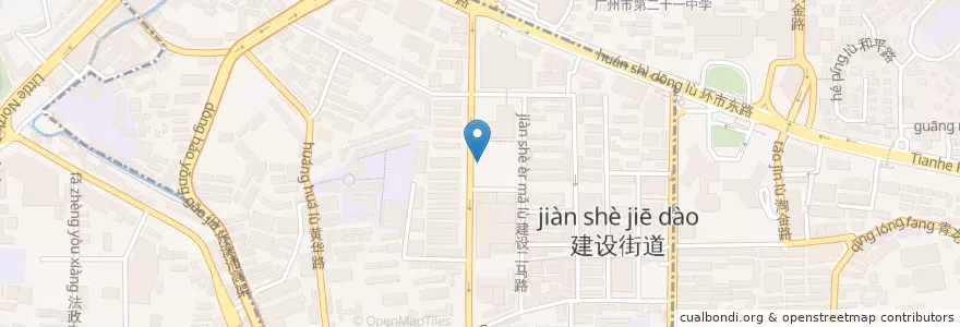 Mapa de ubicacion de 兴业银行 en 中国, 广东省, 广州市, 越秀区, 建设街道.