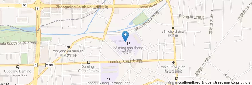 Mapa de ubicacion de 私立大明高中附設國中部 en Taiwan, 臺中市, 大里區.
