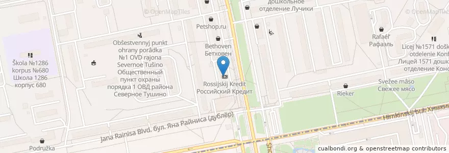 Mapa de ubicacion de Российский Кредит en Rusia, Distrito Federal Central, Москва, Северо-Западный Административный Округ.