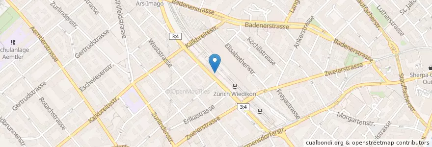 Mapa de ubicacion de BP Service Wiedikon en Switzerland, Zürich, Bezirk Zürich, Zürich.
