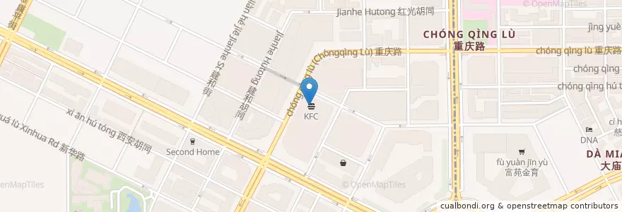 Mapa de ubicacion de KFC en China, Jilin, 长春市, 朝阳区, 重庆街道.