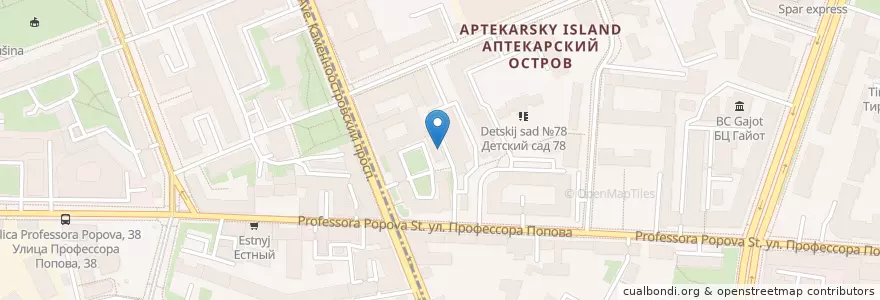 Mapa de ubicacion de Сектор 2 МФЦ Петроградского района en Russland, Föderationskreis Nordwest, Oblast Leningrad, Sankt Petersburg, Petrograder Rajon, Bezirk Apothekerinsel.