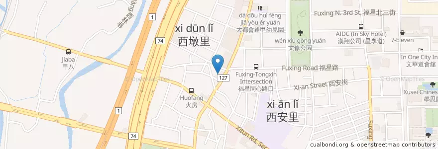 Mapa de ubicacion de 漢華中醫診所 en Taiwan, Taichung, 西屯區.