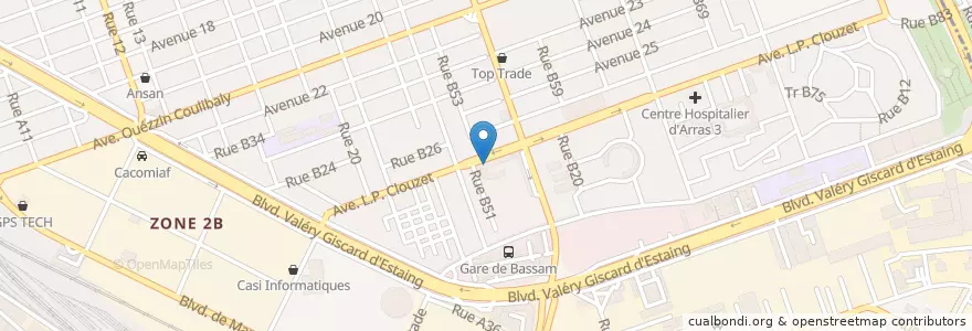 Mapa de ubicacion de Pharmacie Ode en Côte D'Ivoire, Abidjan, Treichville.