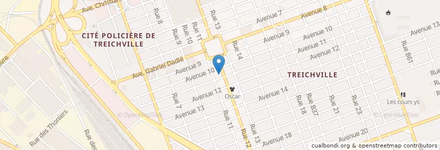 Mapa de ubicacion de Pharmacie Rue 12 en ساحل العاج, أبيدجان, Treichville.