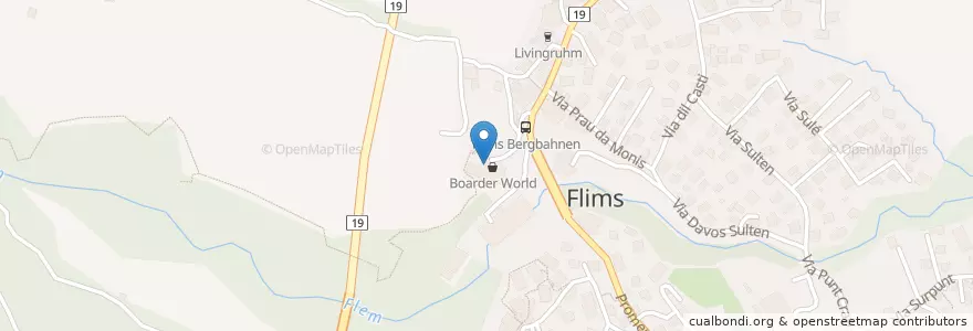 Mapa de ubicacion de Caffè Flims en Suisse, Grisons, Imboden, Flims.