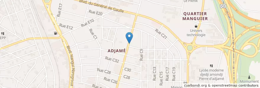 Mapa de ubicacion de Église evangelique des Assemblées de Dieu en コートジボワール, アビジャン, Adjamé.