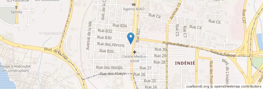 Mapa de ubicacion de Advans en 科特迪瓦, 阿比让, Adjamé.