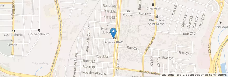 Mapa de ubicacion de Agence BIAO en Кот-Д’Ивуар, Абиджан, Adjamé.