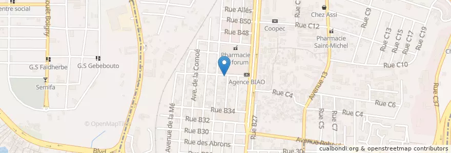 Mapa de ubicacion de Ecobank en 코트디부아르, 아비장, Adjamé.