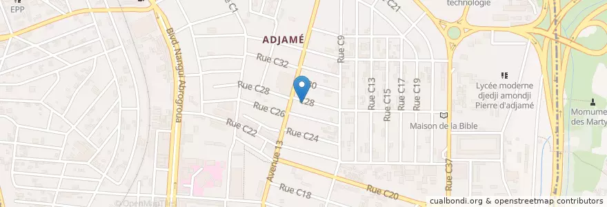 Mapa de ubicacion de Mosquée El Hadj Mohamed Taofiq en Costa De Marfil, Abiyán, Adjamé.