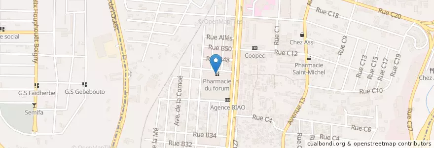 Mapa de ubicacion de Pharmacie du forum en 科特迪瓦, 阿比让, Adjamé.