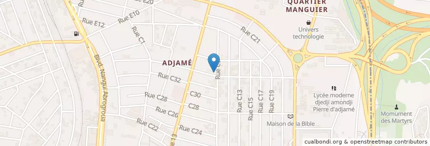 Mapa de ubicacion de Pharmacie Koro en ساحل العاج, أبيدجان, Adjamé.
