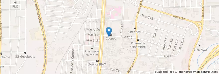 Mapa de ubicacion de Pharmacie Sainte-Marie en Elfenbeinküste, Abidjan, Adjamé.